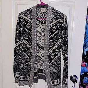 Hippie rose blue and white knit cardigan